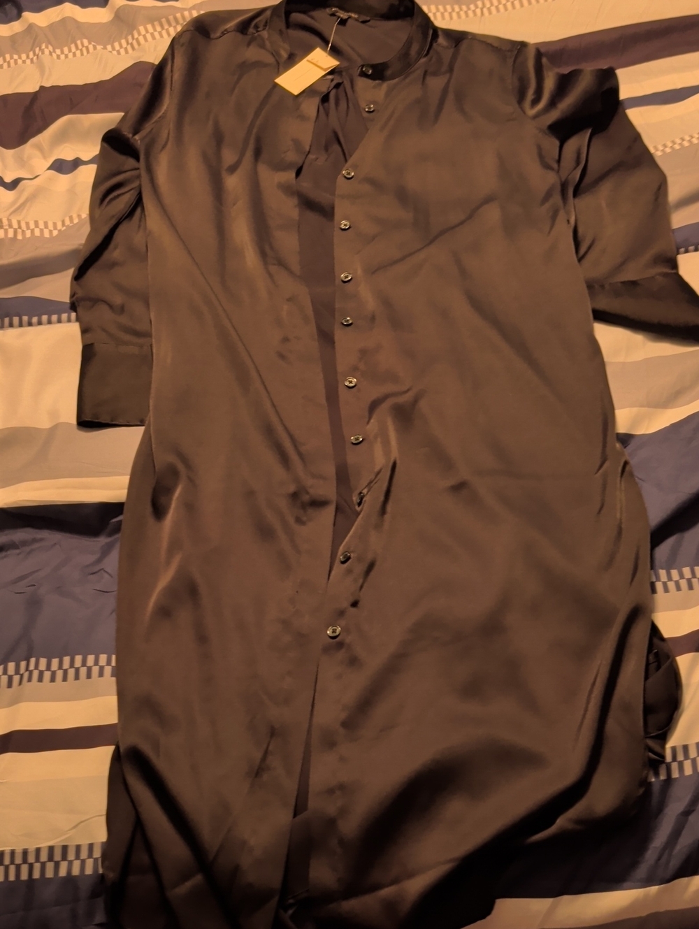 Banana Republic Long-Sleeve Button-Front Satin Dress